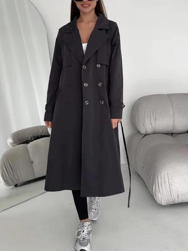 Women's Lapel Long Waist Trench Coat